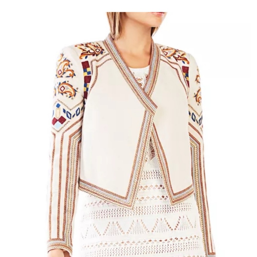 BCBGMaxAzria Walker Embroidered Crossover Blazer